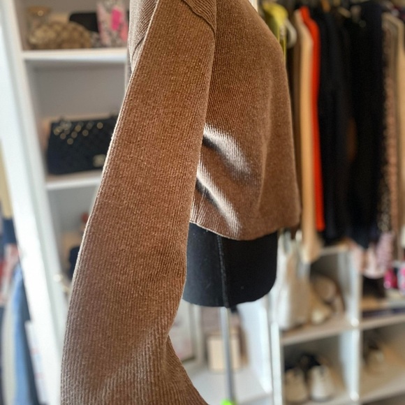 Zara Brown Button-Up Ribbed Jacket - Picture 4 of 10